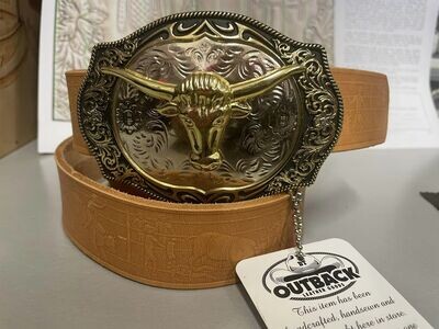 Rodeo Belt with Floral Longhorn