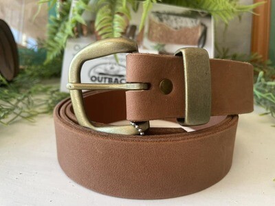 Saddler's Premium Natural English bridle leather Belt with a Solid Antique Brass Buckle Set