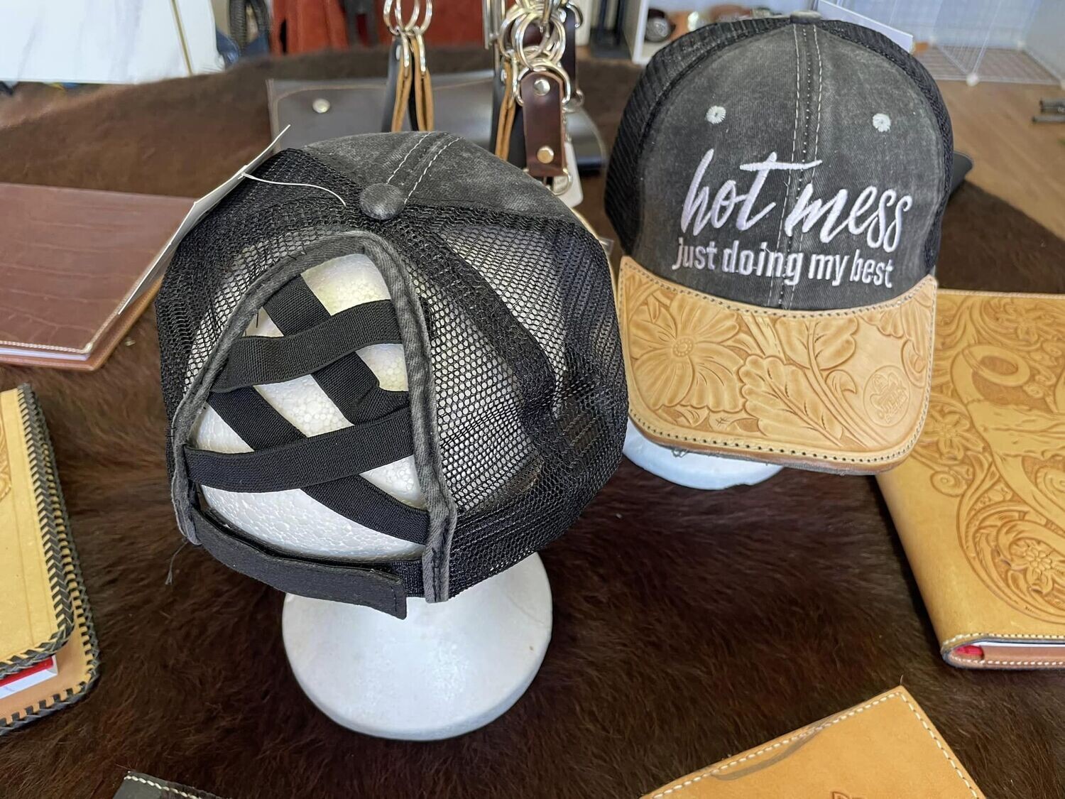 Hot Mess Cap with Leather Accent