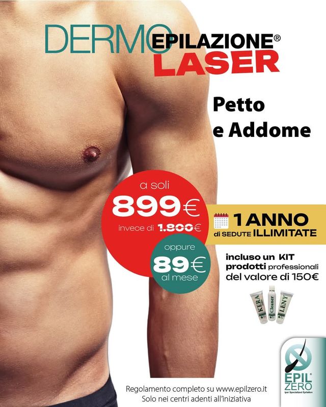 DERMOEPILAZIONE LASER UOMO PETTO E ADDOME