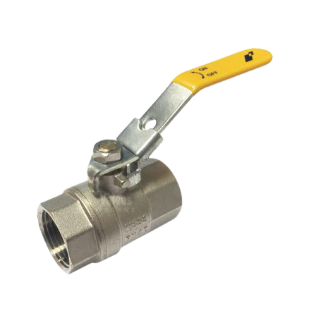 1 1/2" Brass Ball Valve -Screwed BSPT c/w Yellow Lever