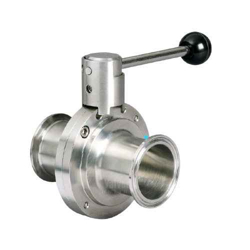 1" 316 Stainless Steel Clamp Ended Hygienic Butterfly Valve - Pull Handle