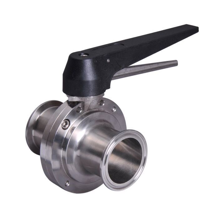 4" 316 Stainless Steel Clamp Ended Hygienic Butterfly Valve - Notch Lever