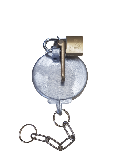 4"-SINGLE ARM CAP- S/S CHAIN - KEYS TO DIFFER - ALL BRASS PADLOCK - NON COATED