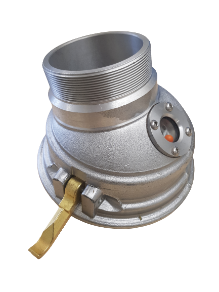 3" - Angle BSP Males Deep Throat with Locking Cam Arms / With Site Glass