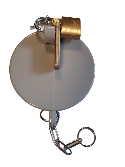 4"-SINGLE ARM CAP- S/S CHAIN - KEYS TO DIFFER - ALL BRASS PADLOCK - POWDER COATED GREY