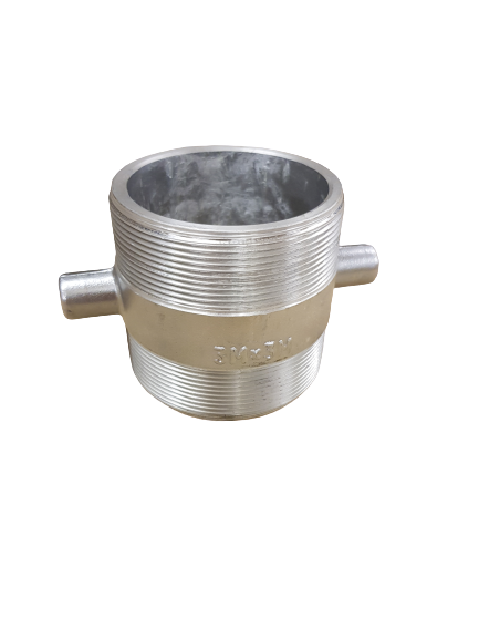 4"M X 4"M - BSP Parallel Threaded Lugged Male x Male Nipple / Aluminium