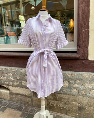 Robe chemise PIECES rayures parme