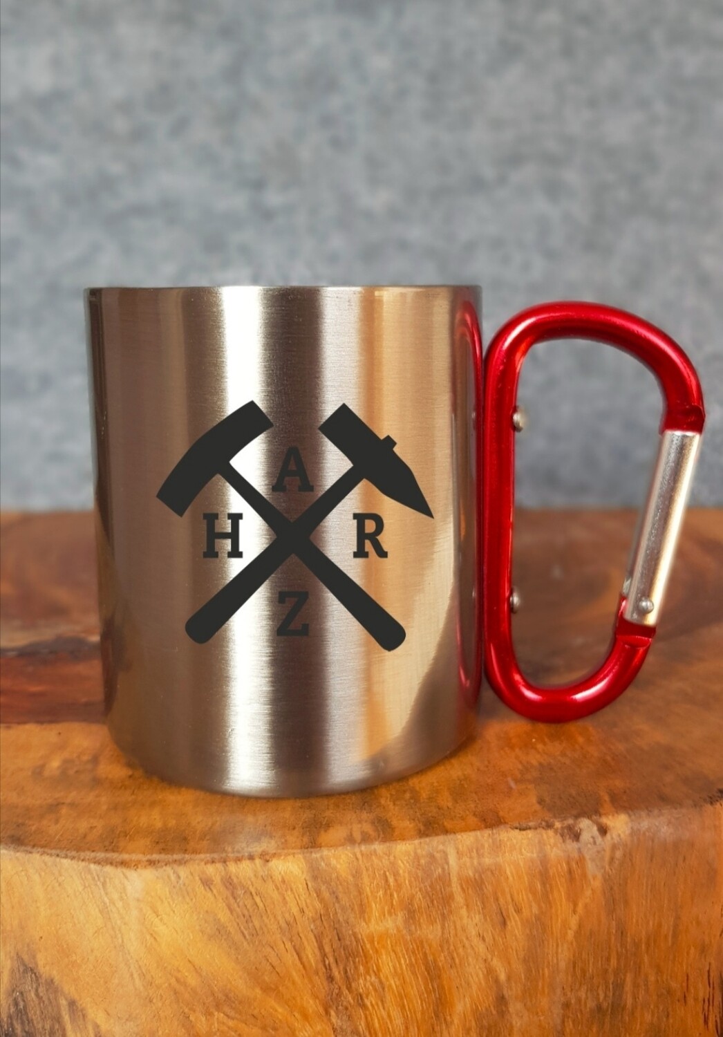 Edelstahlbecher mit Karabiner &quot;Schlägel &amp; Eisen&quot; ⚒️