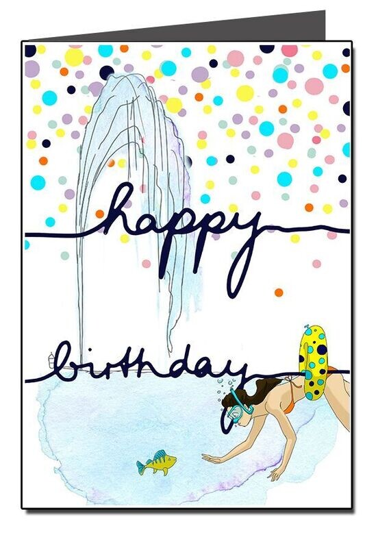 Carte voeux - Bday jet d'eau