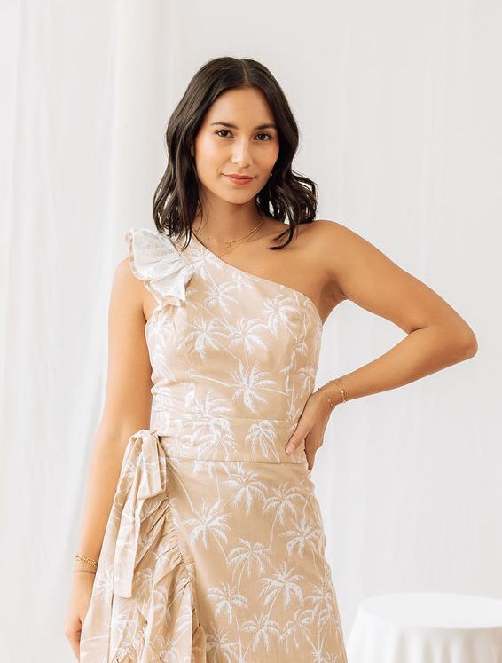 Top Esméralda palmier beige