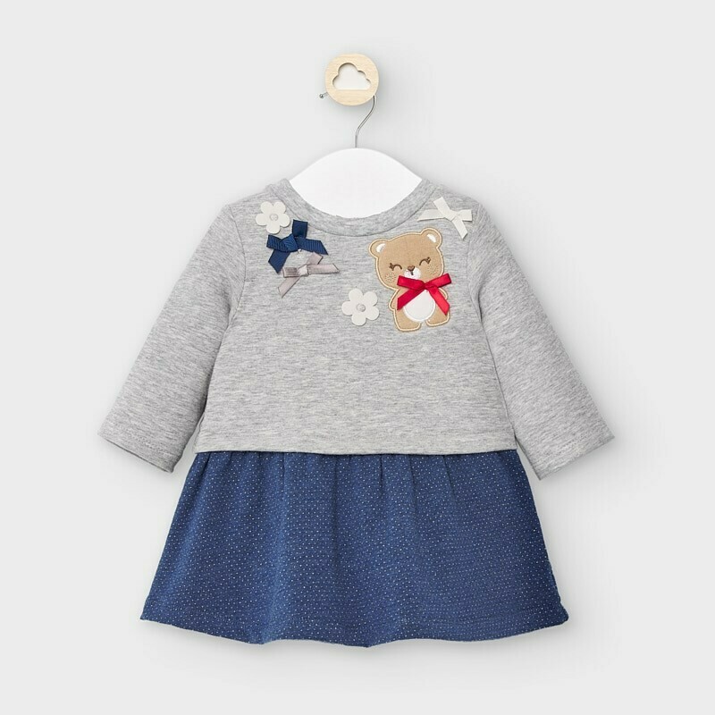 Mayoral vestito felpa neonata Indigo Vig Blu/Grigio