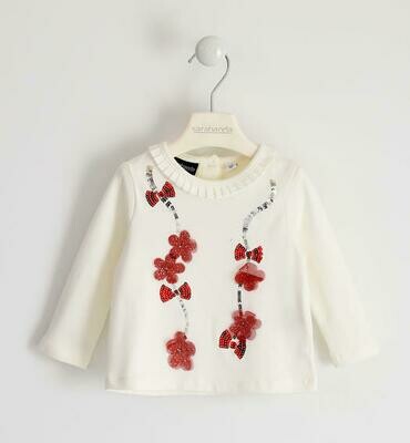 Sarabanda maglia con colletto Fiori Panna bambina