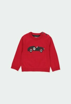 Boboli maglione auto rosso bambino