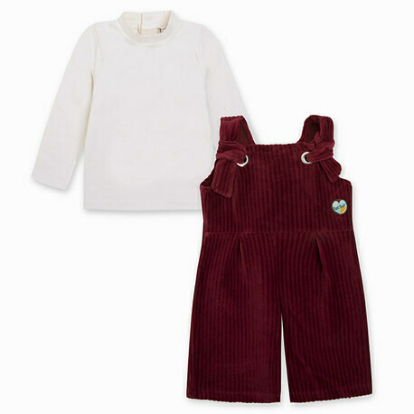 Tuc Tuc completo salopette velluto Amazing Rosso bambina