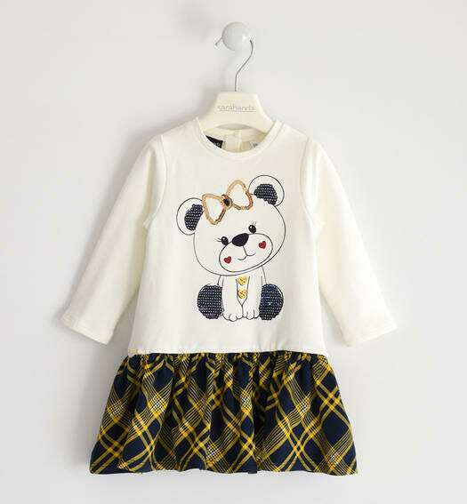 Sarabanda vestito felpa Orsetto Quadri Giallo bambina