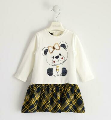 Sarabanda vestito felpa Orsetto Quadri Giallo bambina