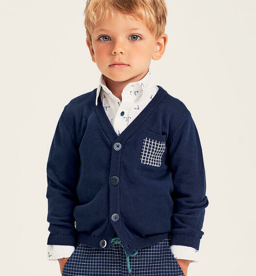 Sarabanda cardigan tricot cotone Navy Blu bambino