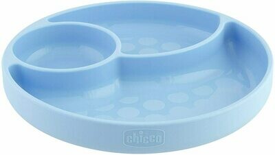 Chicco Piatto a scomparti in silicone con ventosa Azzurro, 12 mesi+