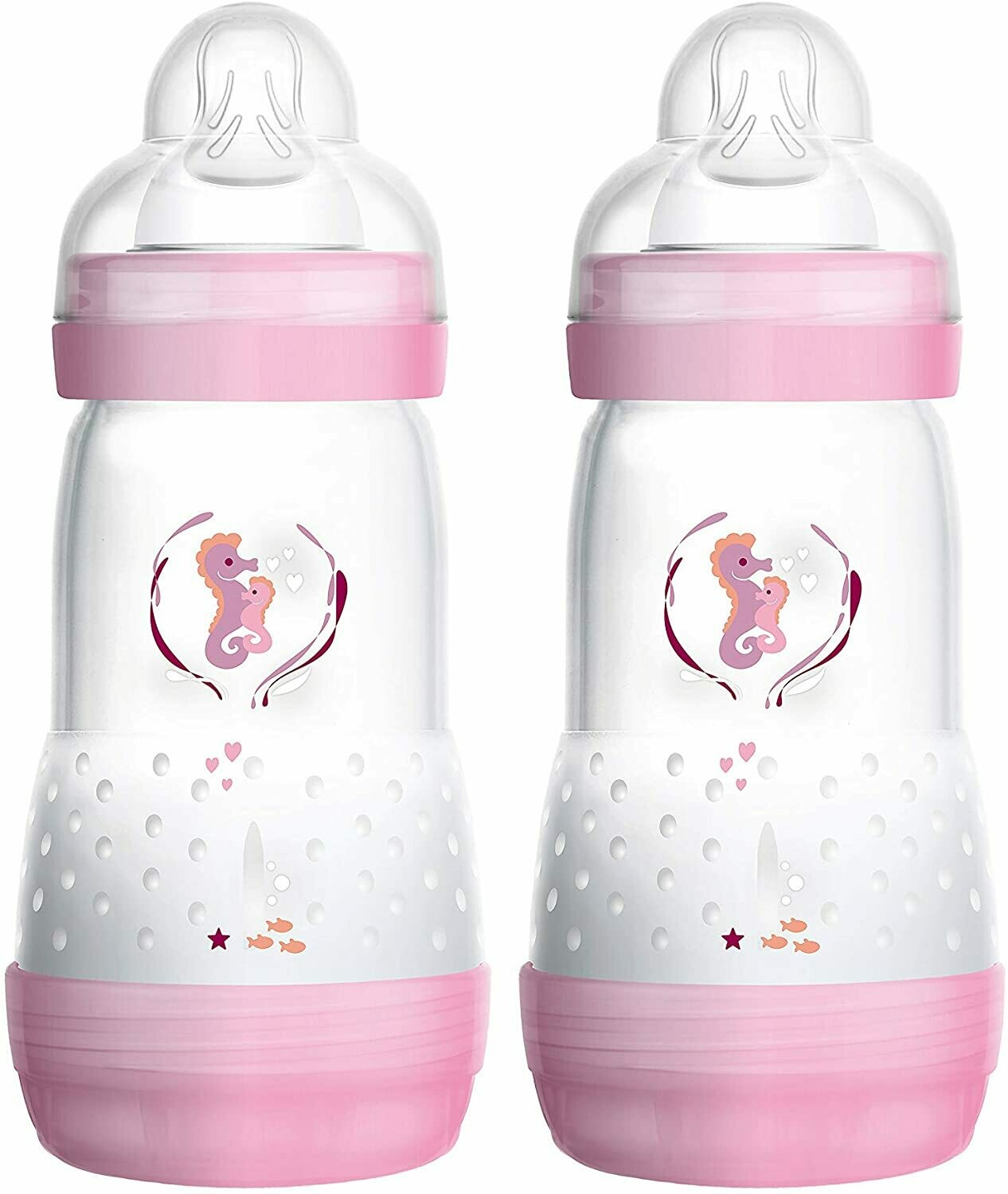 Mam Easy Start Biberon Anti colica 2x 260 ml Rosa, 2 mesi+, Flusso 2