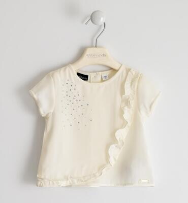 Sarabanda camicetta elegante Strass Panna bambina