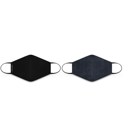 Suavinex Mascherine di stoffa Adulto 10+ , Denim+Nero