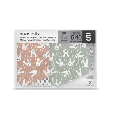 Suavinex Mascherine di stoffa Ragazzi 6-10 Anni , Hygge Rosa+Verde
