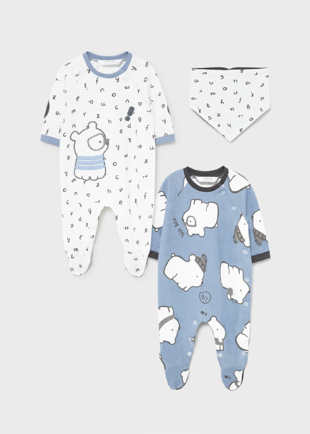 Mayoral Set pigiami con bavaglio Orsetti Azzurro neonato