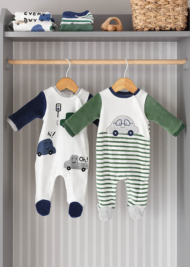 Mayoral Set 2 pigiami Auto Verde/Blu neonato