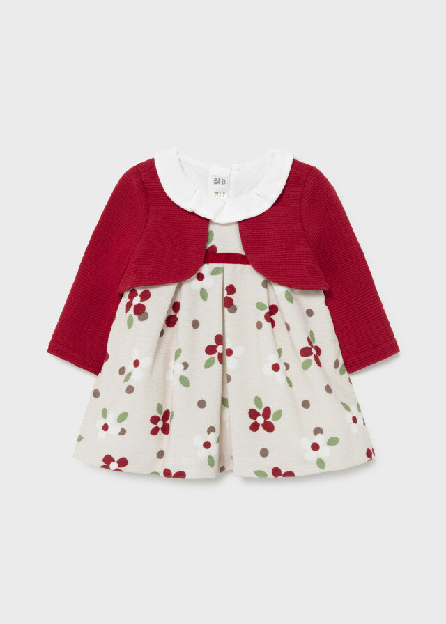 Mayoral vestito cardigan rosso neonata