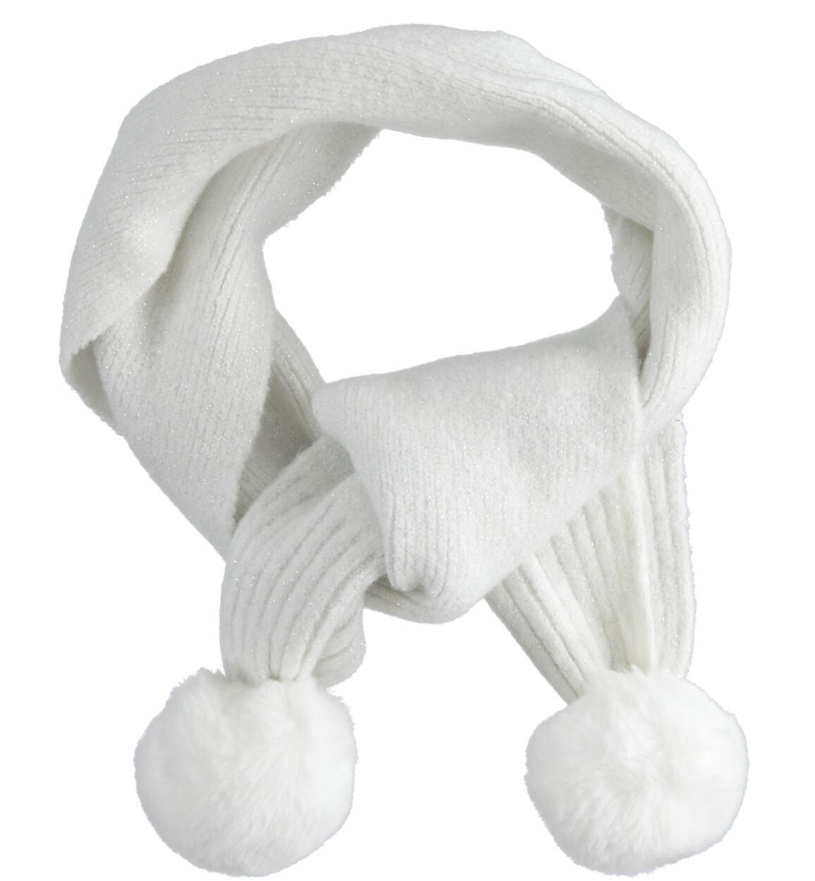 Sarabanda sciarpa Pom Pon Bianco Lurex bambina