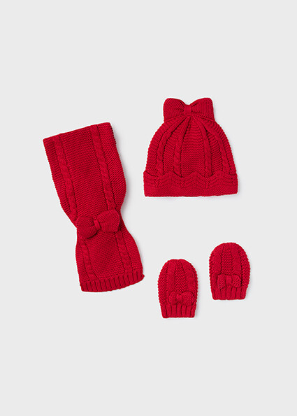 Mayoral Set cappello, Sciarpa e guanti Rosso neonata