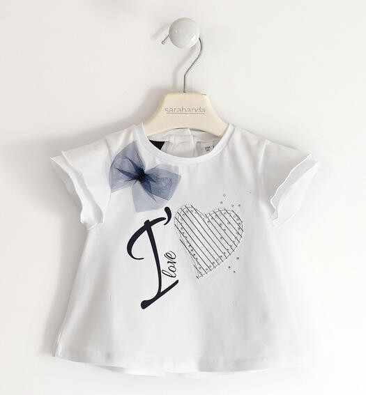 Sarabanda T-Shirt Fiocco Tulle bianca bambina