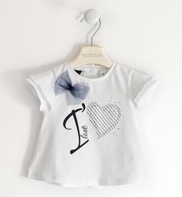 Sarabanda T-Shirt Fiocco Tulle bianca bambina