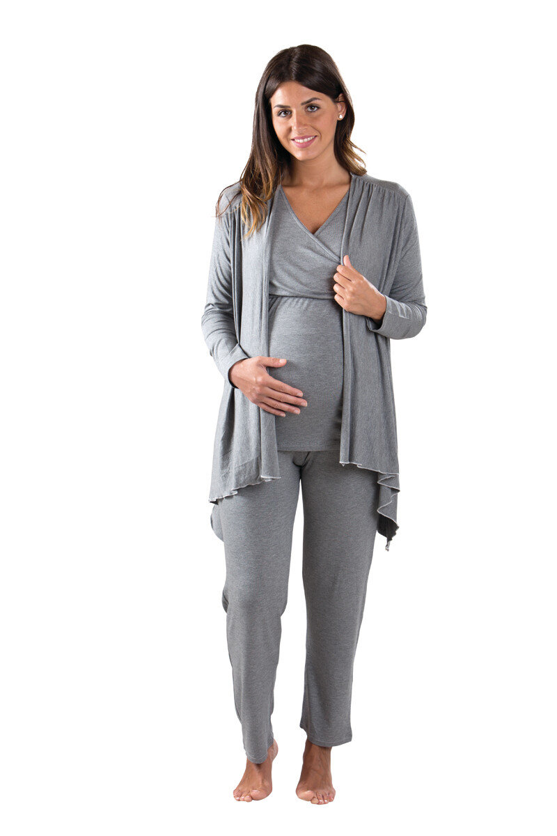 Premamy completo Cardigan Top Pantalone Grigio