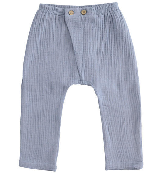 Minibanda pantalone mussola cotone Avio neonato