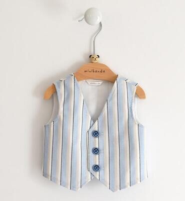 Minibanda Gilet elegante Righe Azzurro Beige neonato