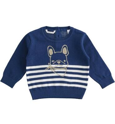 Minibanda maglia Tricot Cagnolino Blu neonato