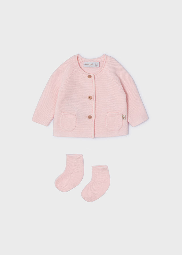 Mayoral Cardigan con calzini Ecofriends Rosa Baby neonata