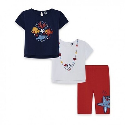 Tuc Tuc Set 2 t-Shirt e leggings red submarine  bambina