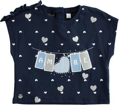 Sarabanda maglia Cuori Glitter Blu bambina