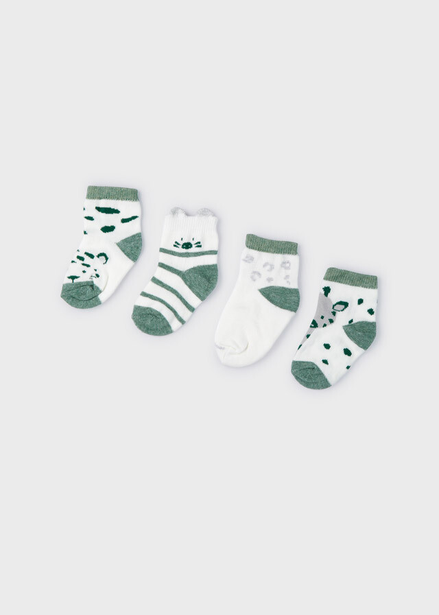 Mayoral Set 4 calzini Leopard verde neonato