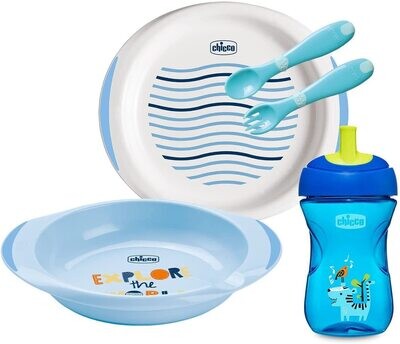 Chicco Set pappa Azzurro, 12 mesi+