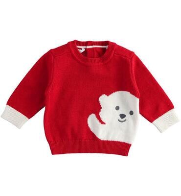 Minibanda maglione orsetto Rosso neonato