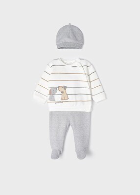 Mayoral completo ghettina e cappello Cagnolino Grigio neonato