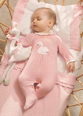 Mayoral pigiama ciniglia Cigno Rosa neonata