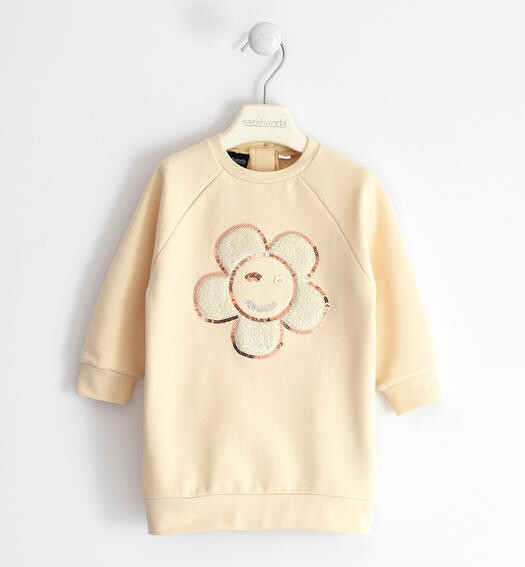 Sarabanda vestito felpa Fiore Crema bambina