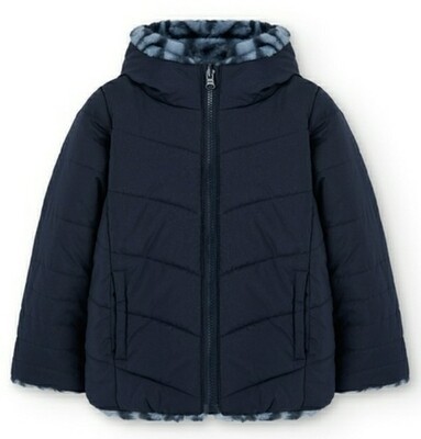 Boboli Parka reversibile pellicciotto Animalier Blu bambina