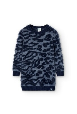Boboli vestito Tricot Animalier blu bambina