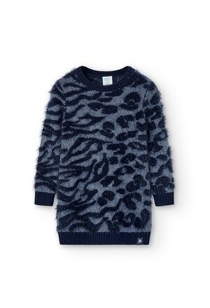 Boboli vestito Tricot Animalier blu bambina